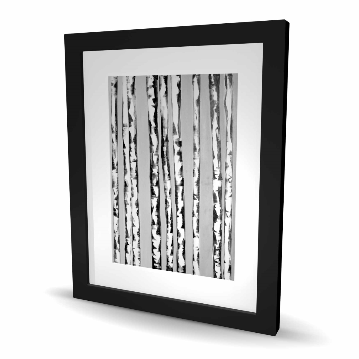 C1FM1620UW39B1 16 x 20 in. Birches Black & White - Trees Gray Framed Matted Print