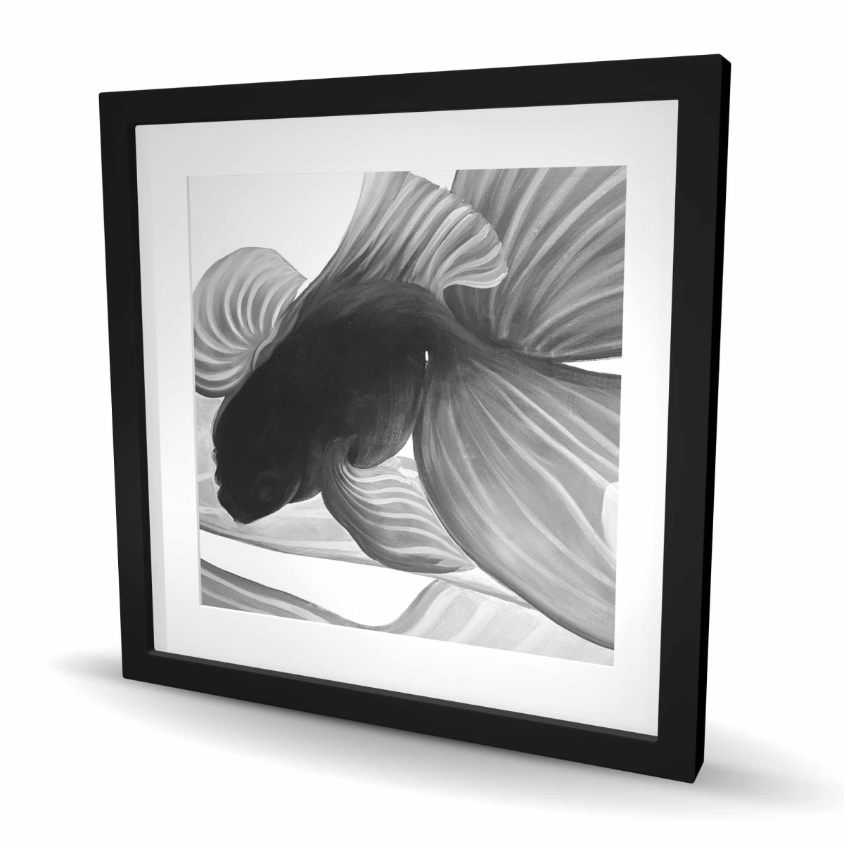 C1FM2424AGNFET 24 x 24 in. Monochrome Two Betta - Gray Framed Matted Print for Decor