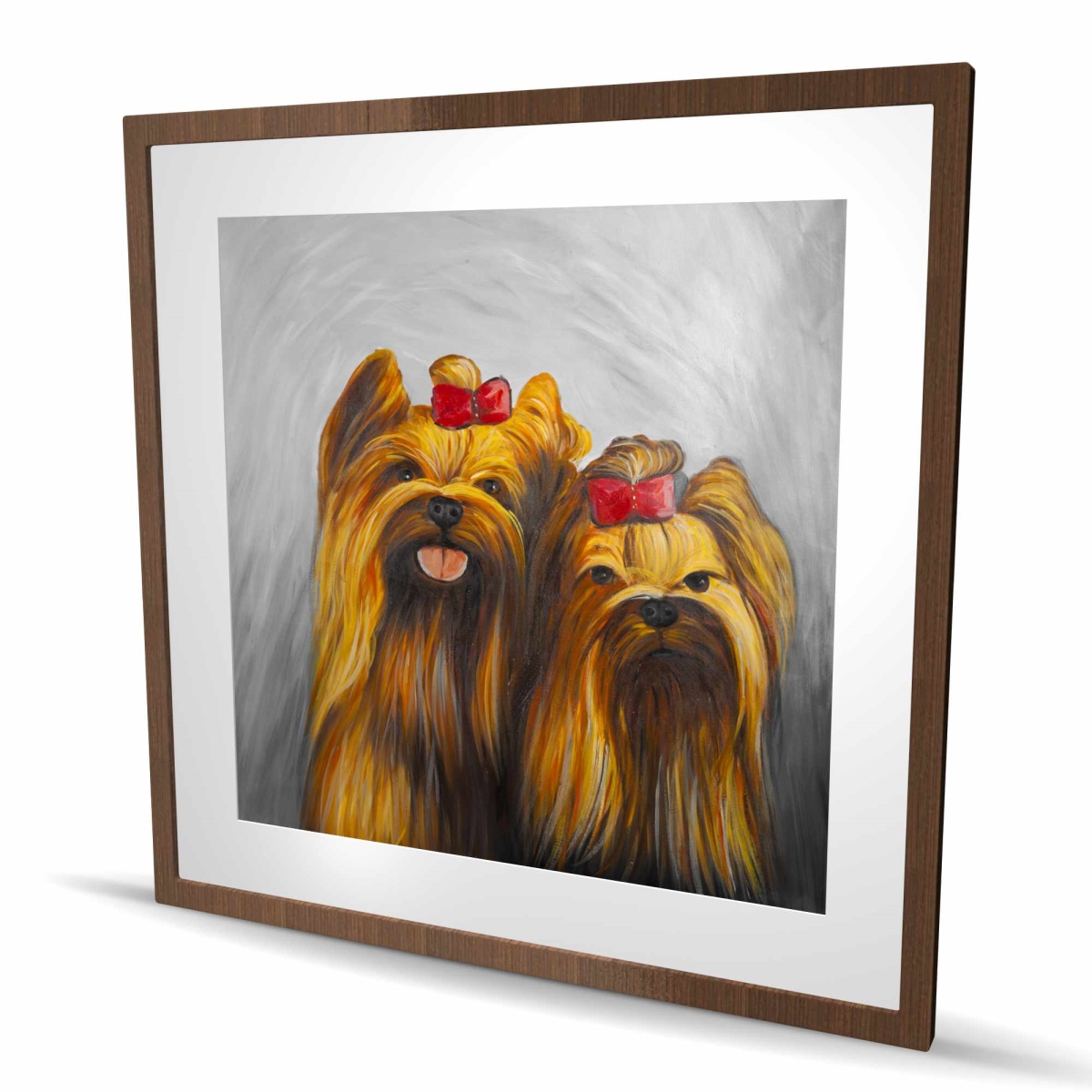 C1FM3636D2S82X 36 x 36 in. Two Dogs with Bow Tie Framed Matted Print - Home Decor