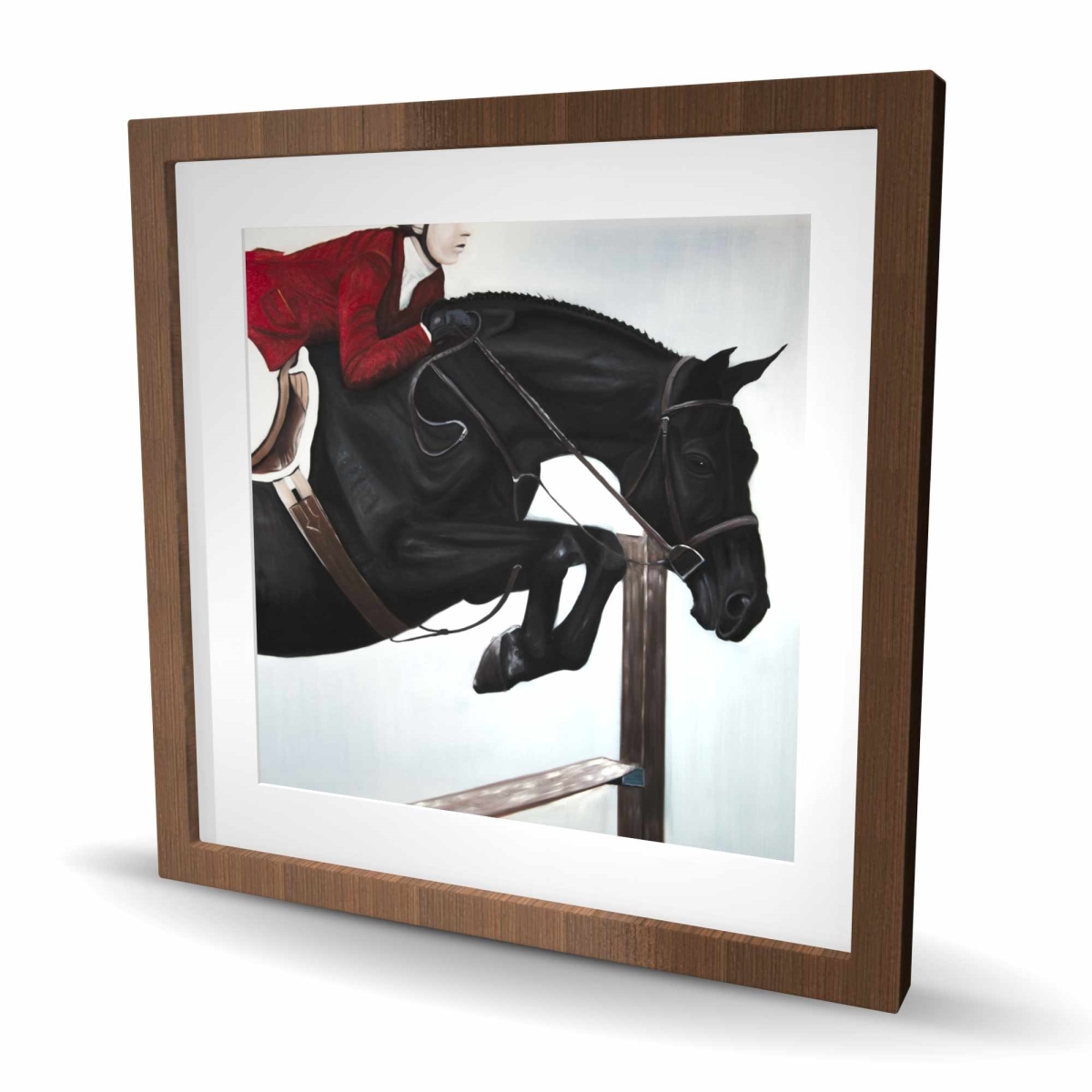 C1FM2424GWARGH 24 x 24 in. Riding Competition - Hyperrealist Farm Animals Framed Print