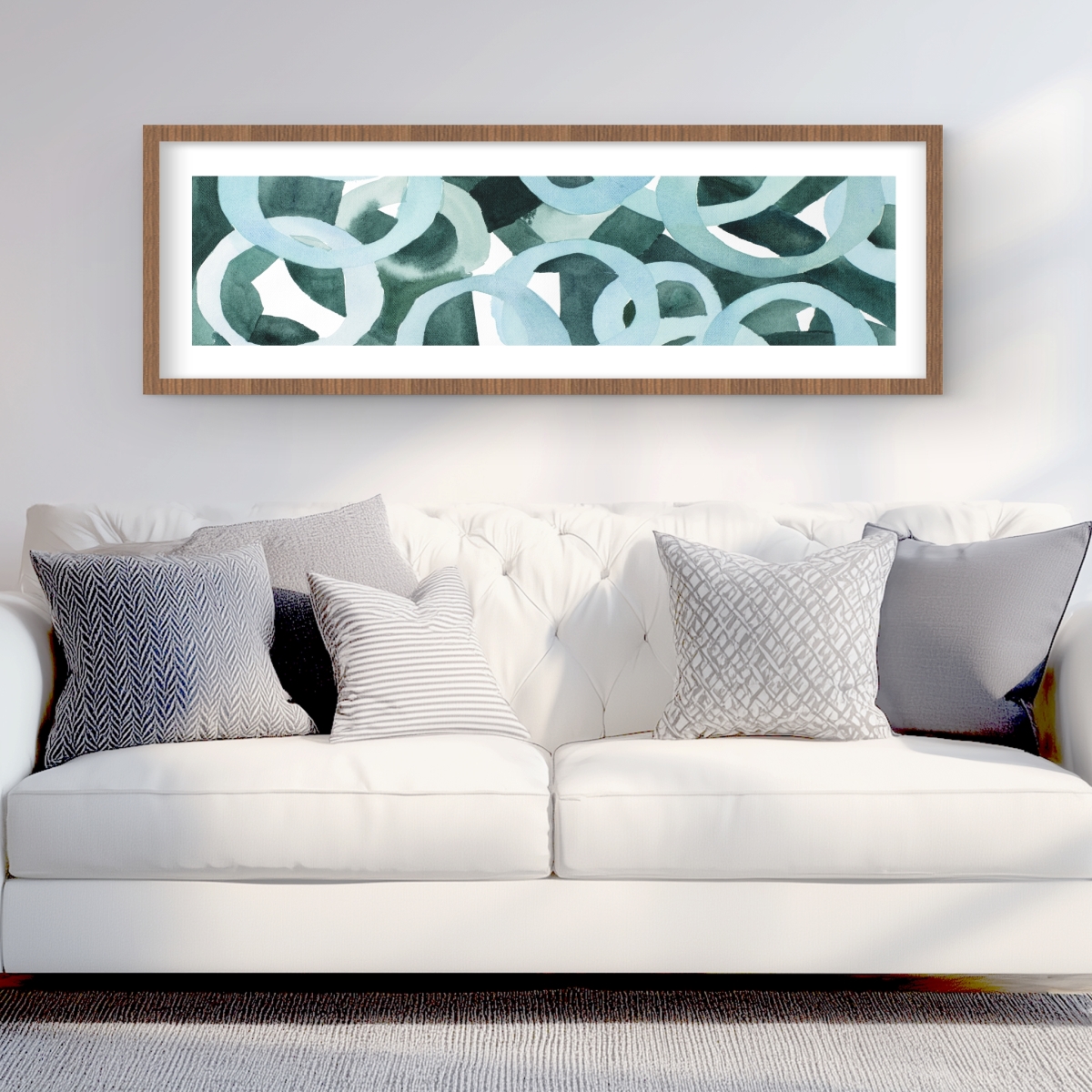 C1FM1648564I1E 16 x 48 in. Abstract Rings - Abstract Pattern Framed Matted Print Decor