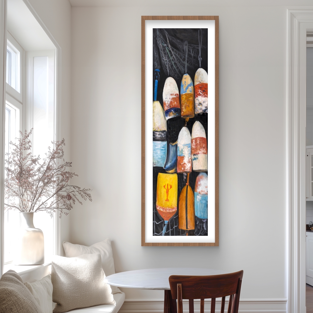 C1FM2060QQ8C1X 20 x 60 in. Vintage Lobster Buoys - Framed Print for Man Cave Decor