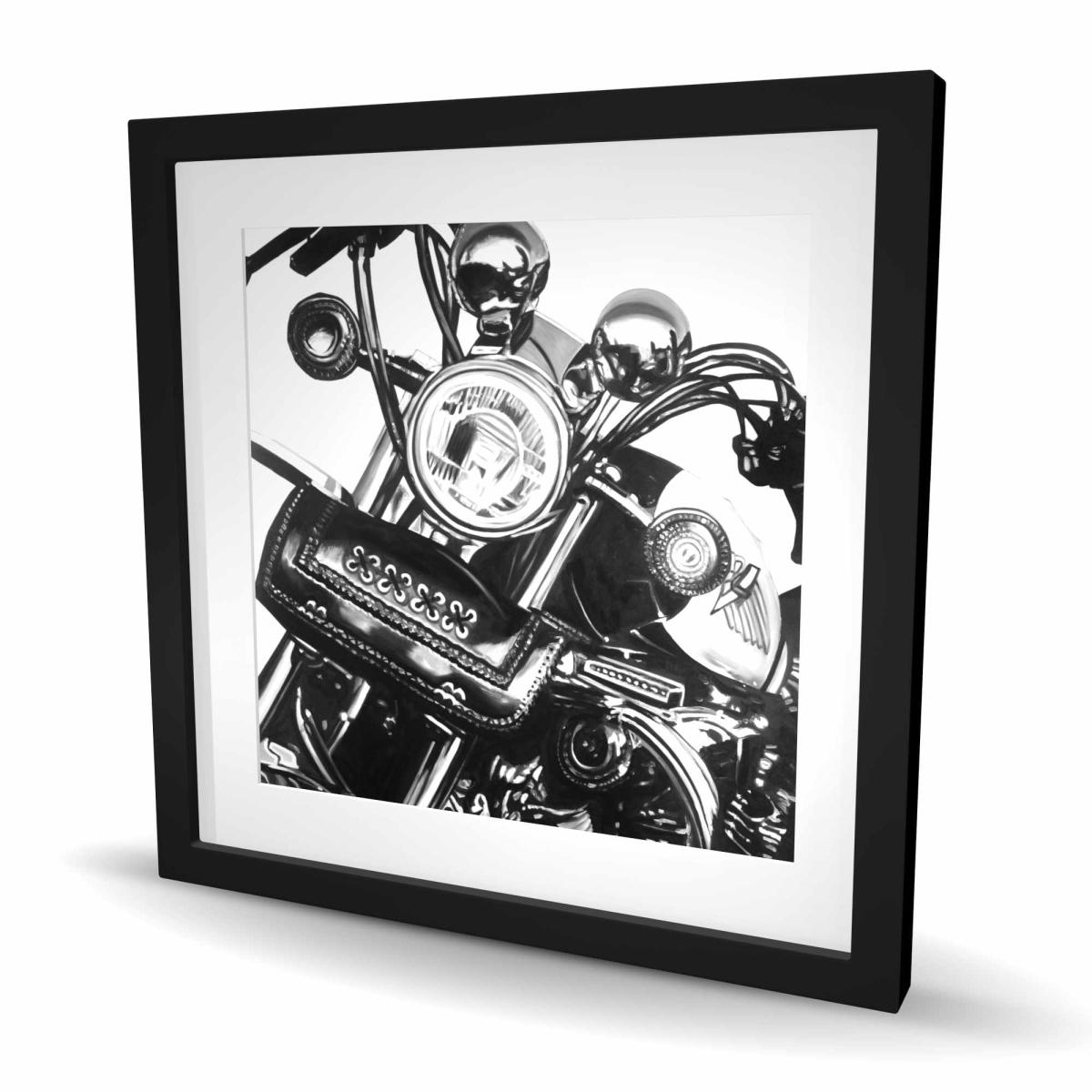 C1FM2424EXITL3 24 x 24 in. Realistic Motorcycle Framed Matted Print - Livingroom Decor