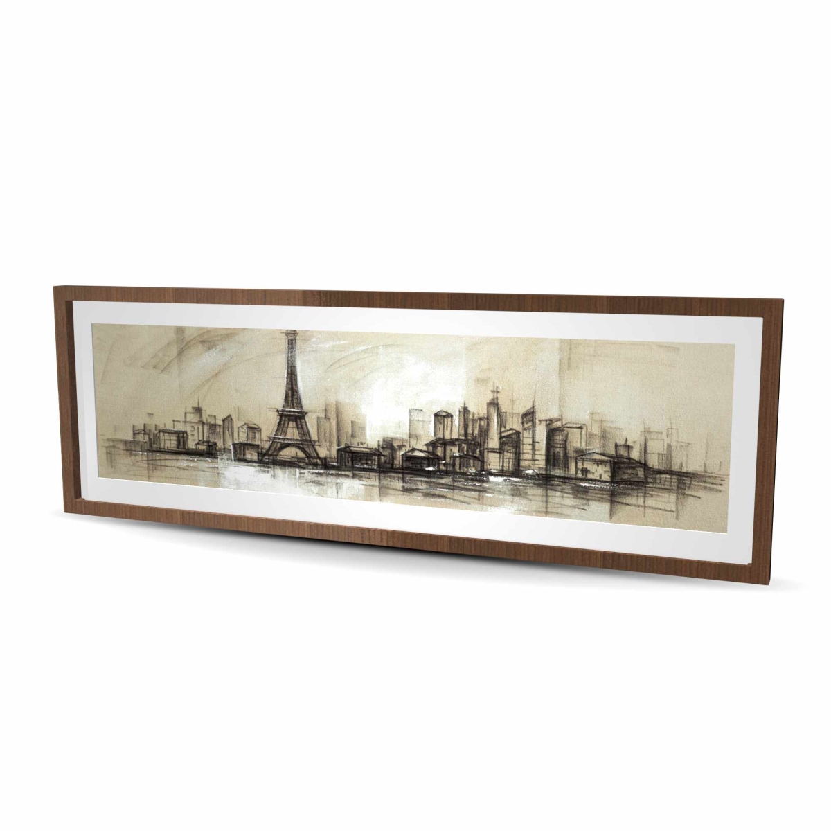 C1FM2060W1CWWF 20 x 60 in. Eiffel Tower Sketch - Framed Matted Print for Home Decor