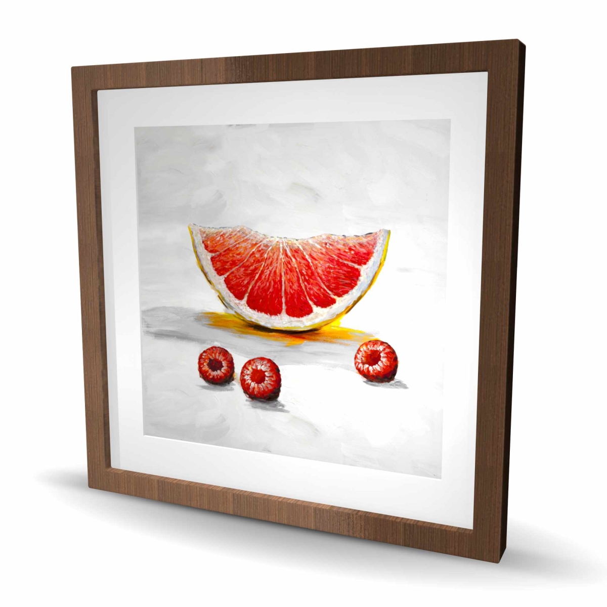 C1FM2424F33M9L 24 x 24 in. Grapefruit Slice - Contemporary Kitchen Framed Matted Print