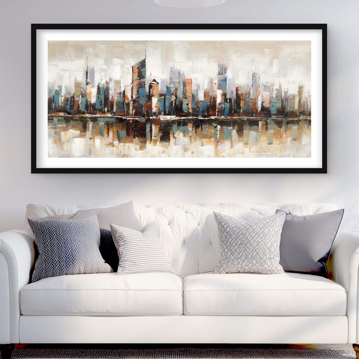 C1FM24481FEDM6 24 x 48 in. Abstract Buildings with Textures - Brown Office Framed Print