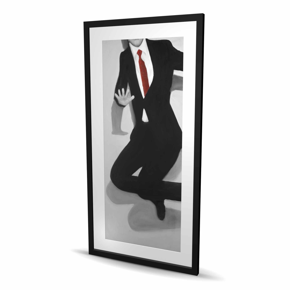 C1FM24482BNS9B 24 x 48 in. Classical Jumping Man - Framed Matted Print for Home Decor