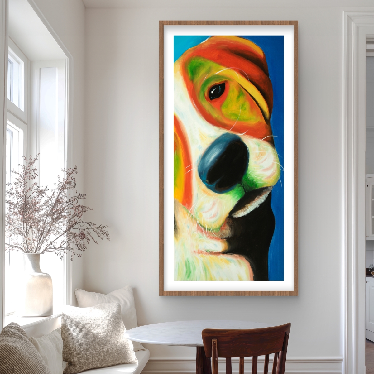 C1FM24489F3WGG 24 x 48 in. Colorful Beagle Dog Framed Matted Print - Pets Bedroom Decor