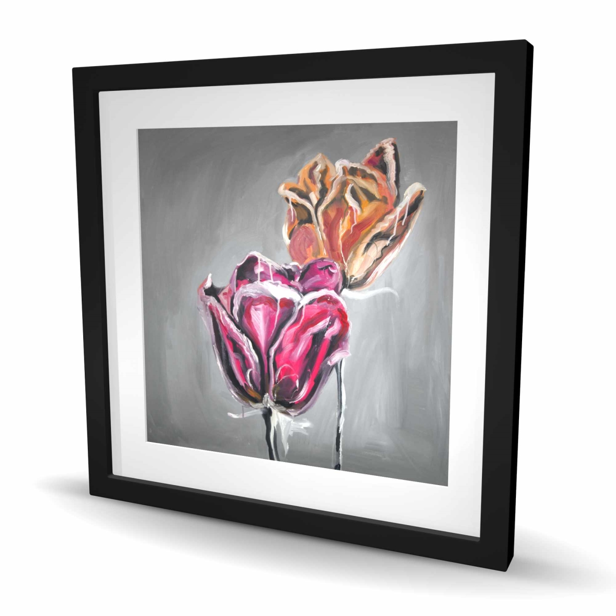 C1FM24243I5DIP 24 x 24 in. Abstract Tulips - Orange Floral Framed Print for Home Decor