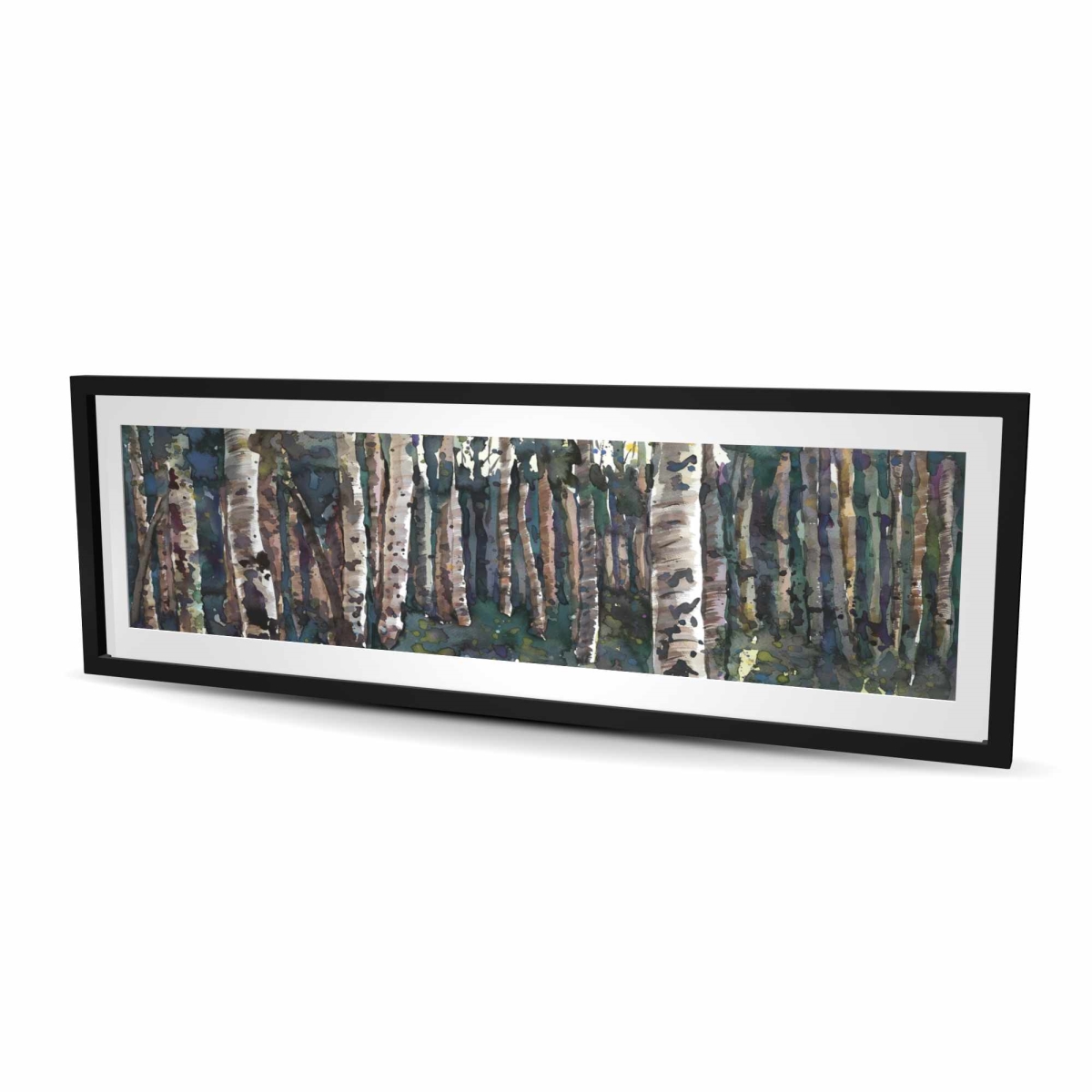 C1FM2060GP2CG4 20 x 60 in. Birches - Blue Trees Framed Matted Print for Home Decor