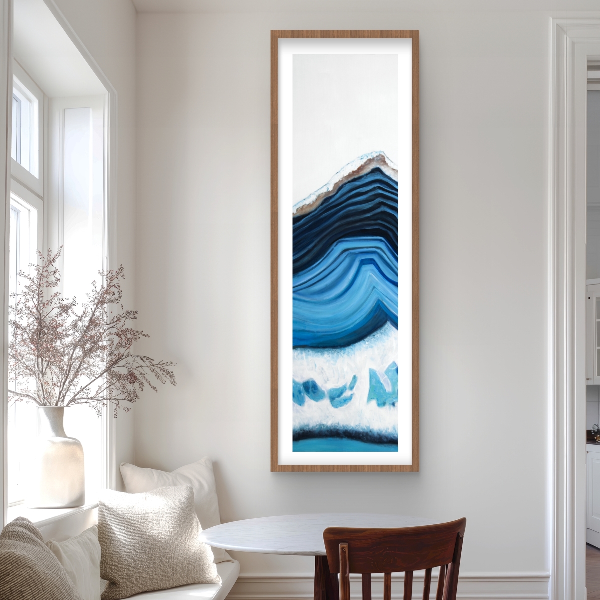 C1FM20604CAQCV 20 x 60 in. Blue Geode Profile - Contemporary Framed Matted Print Decor
