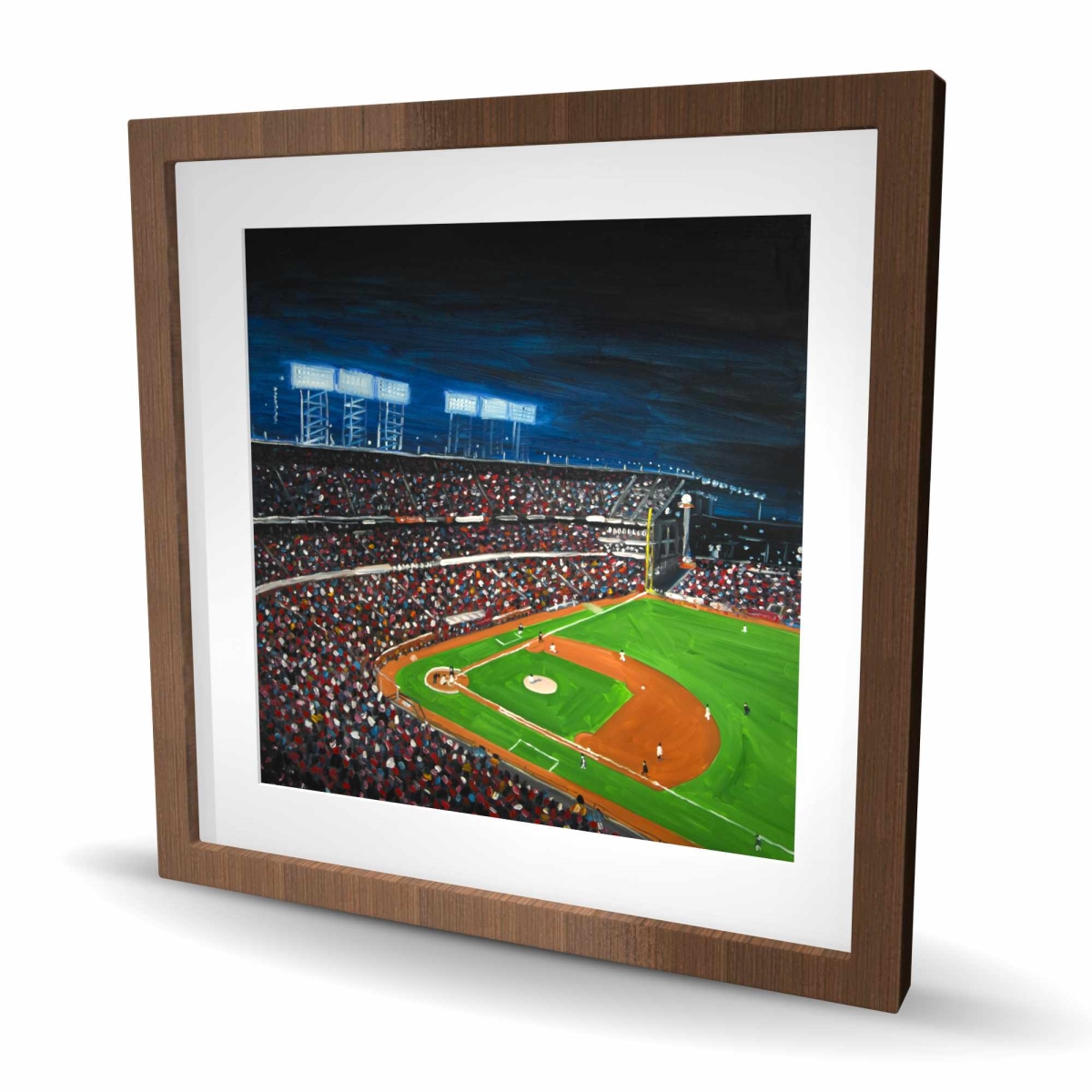 C1FM2424C58E3B 24 x 24 in. Baseball Game Framed Matted Print - Man Cave Home Decor