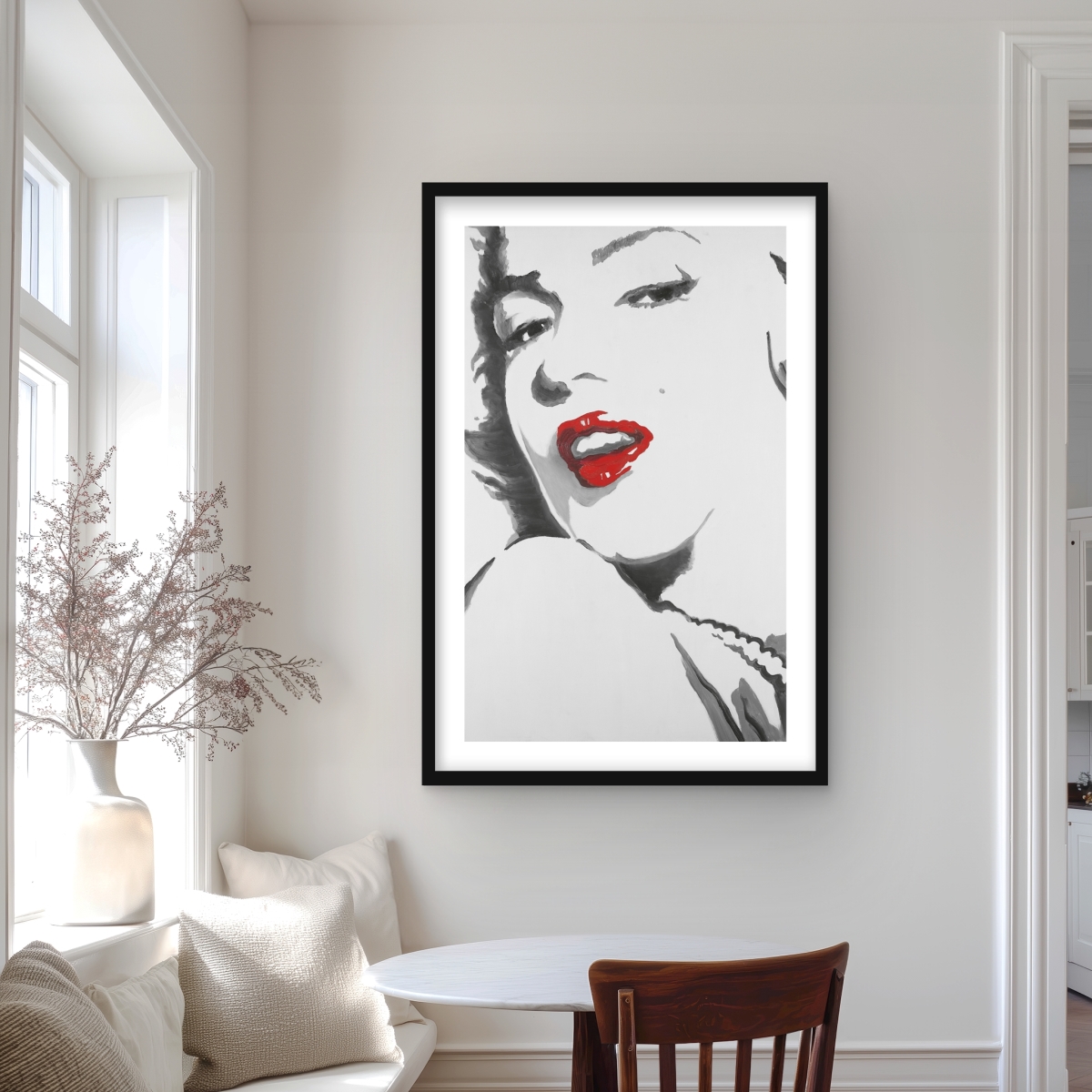 C1FM2436QA6YM6 24 x 36 in. Marilyn Monroe Outline Style Print - Black Framed Home Decor