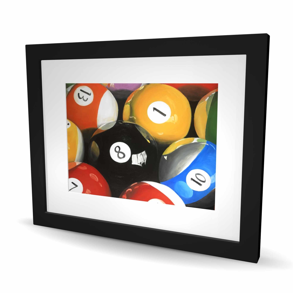 C1FM1620X90E7I 16 x 20 in. Pool Balls Closeup - Blue Hyperrealist Framed Print Decor
