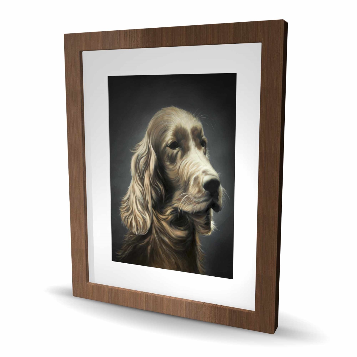 C1FM1620XOOZ5S 16 x 20 in. Field Spaniel Hyperrealist Print - Framed Home Decor Art