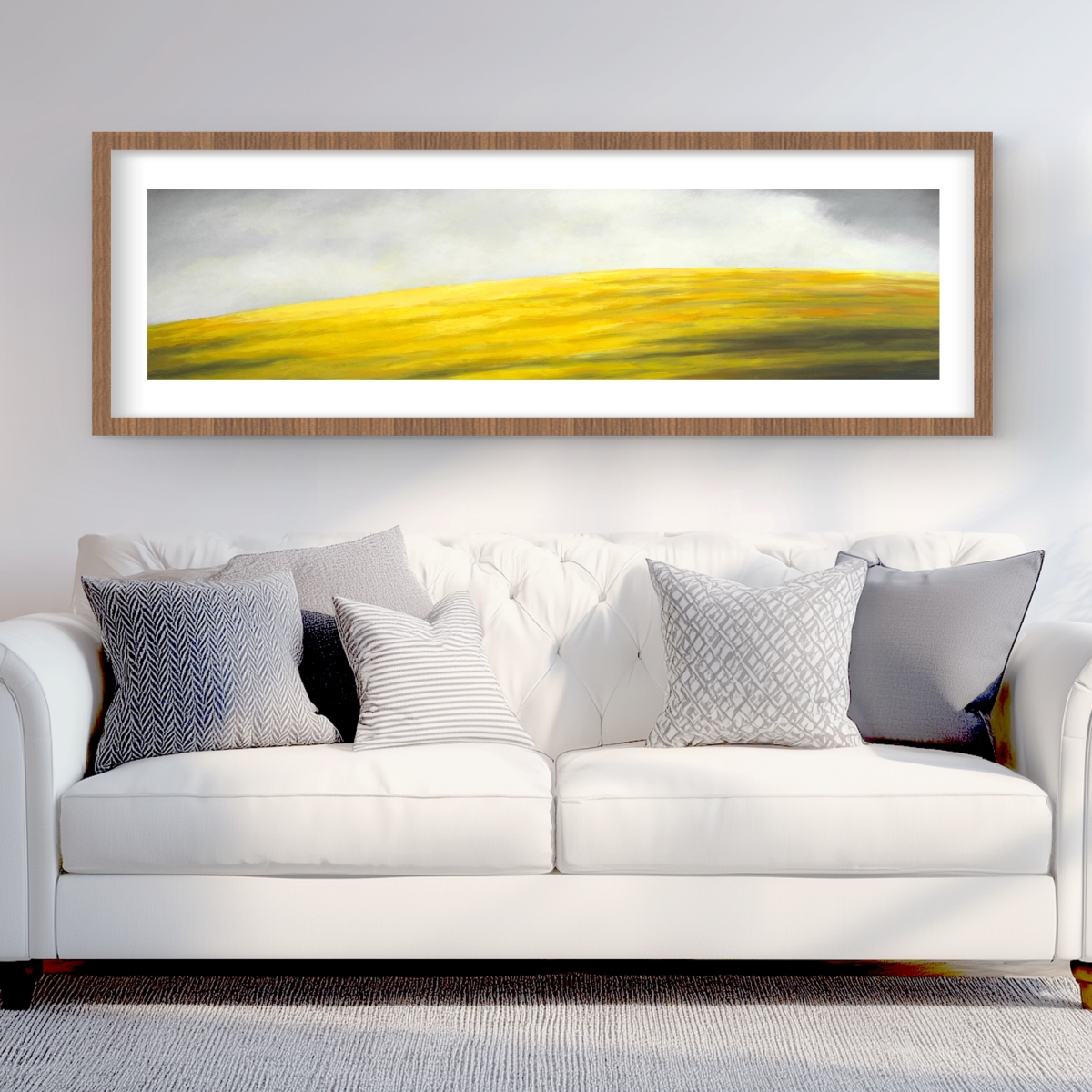 C1FM2060E2MD9P 20 x 60 in. Yellow Hill - Office Abstract Framed Matted Print for Decor