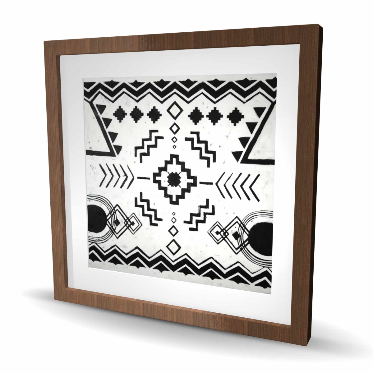 C1FM24242O1ZYN 24 x 24 in. Ethnic Patterns - White Framed Matted Print for Home Decor