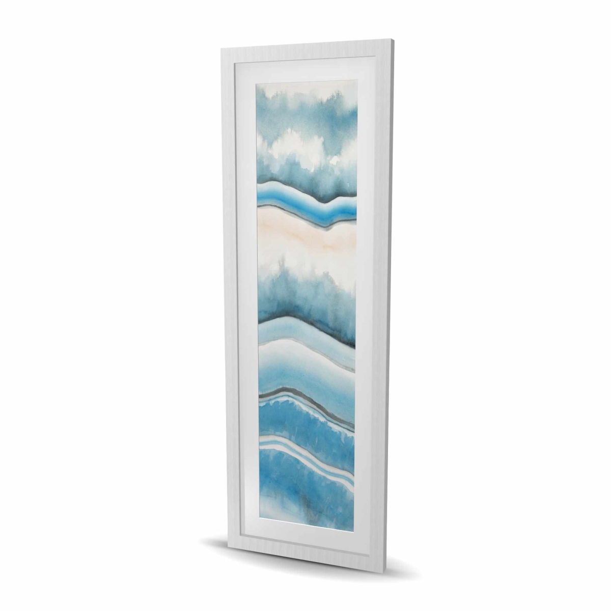 C1FM1648NT6GIX 16 x 48 in. Textured Geode - Blue Framed Matted Print for Bathroom Decor