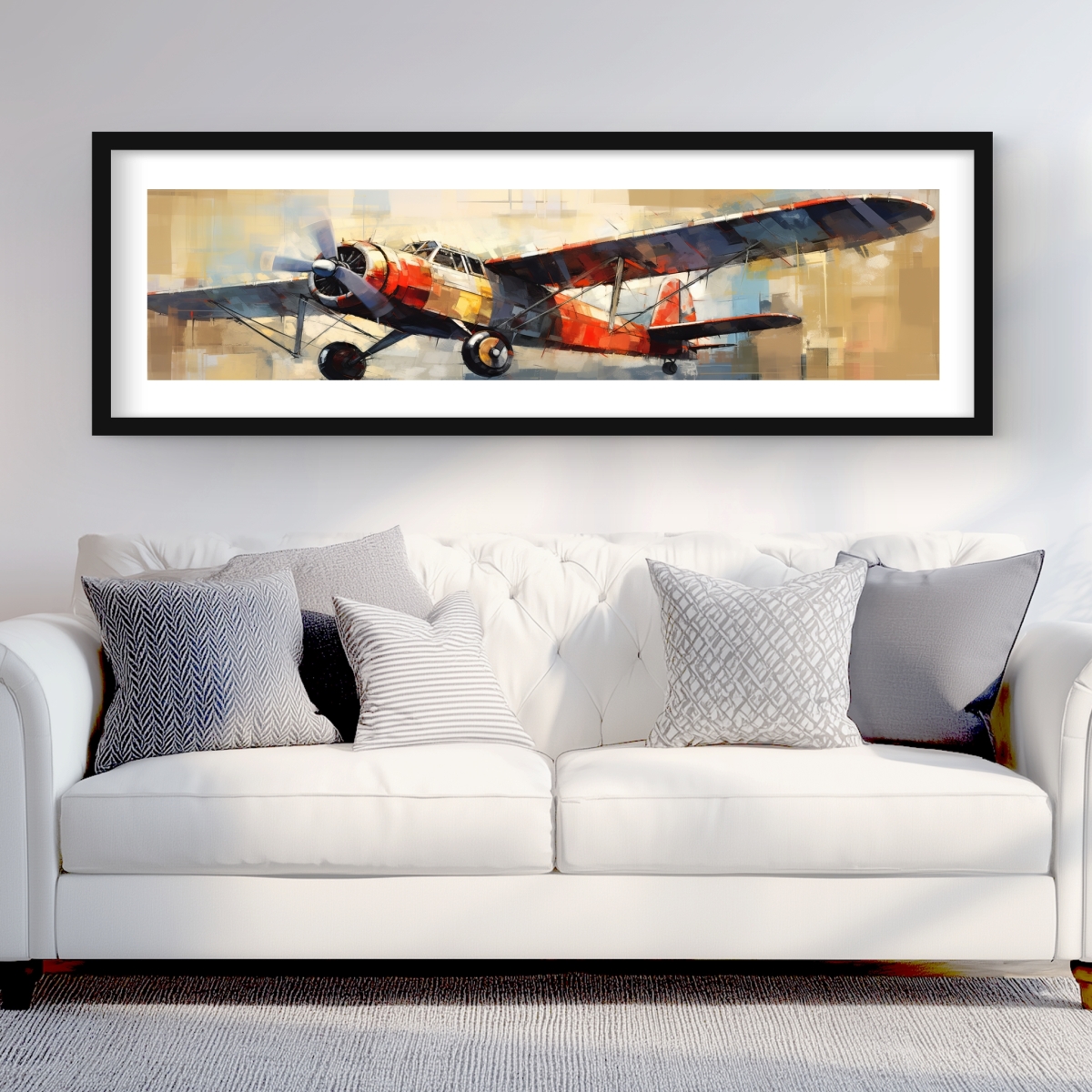 C1FM2060XT1TES 20 x 60 in. Take Off - Contemporary Transportation Framed Matte Print