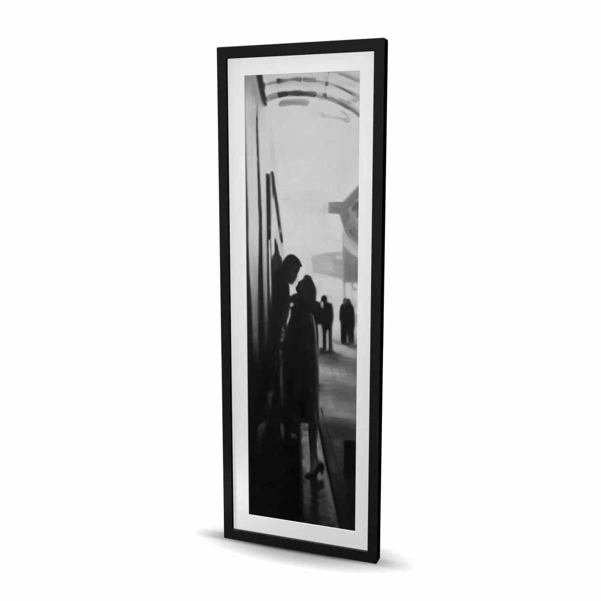 C1FM2060C5BH3E 20 x 60 in. Couple At the Train Station - Romantic Black Framed Print