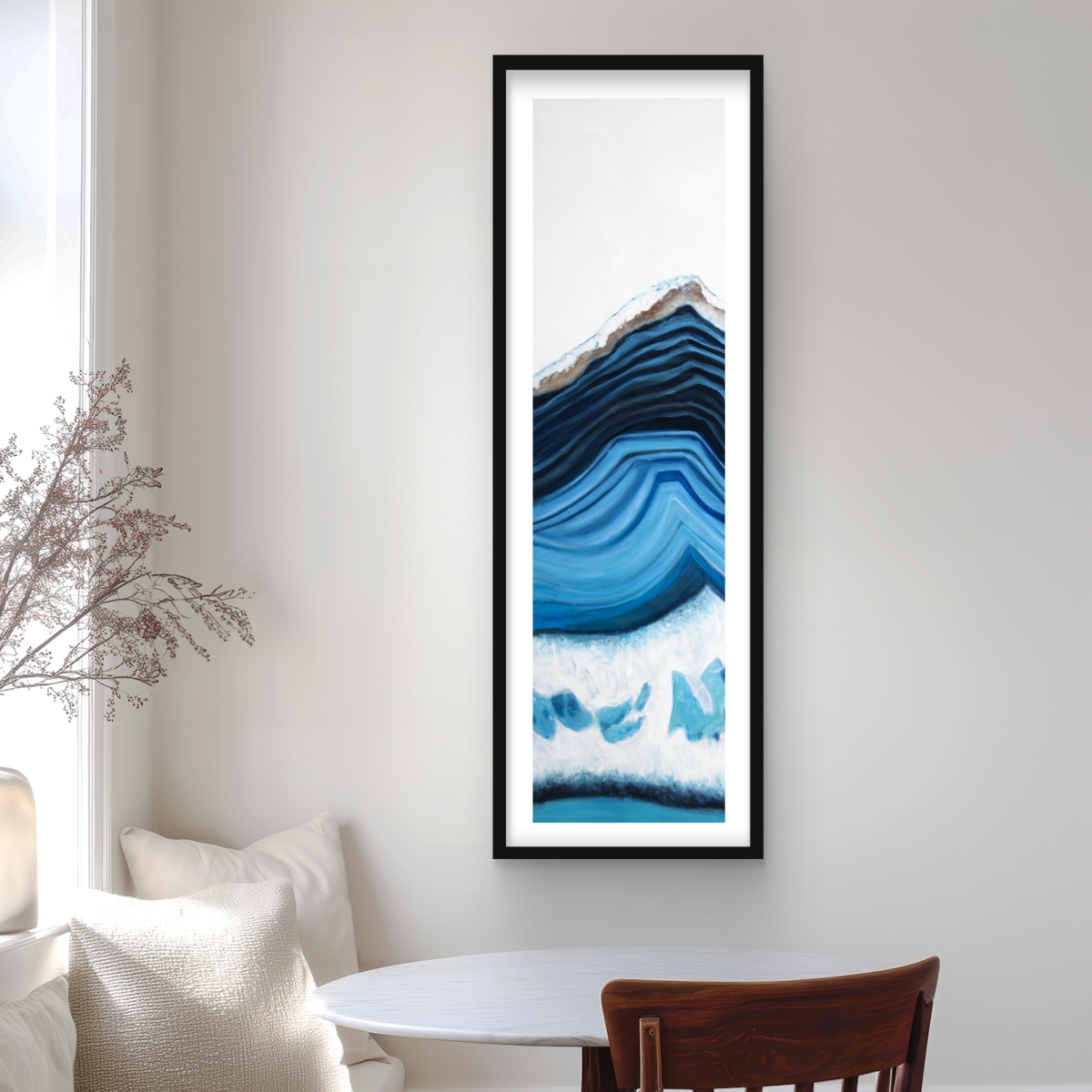 C1FM1648CR7ZP0 16 x 48 in. Blue Geode Profile - Framed Matted Print for Home Decor