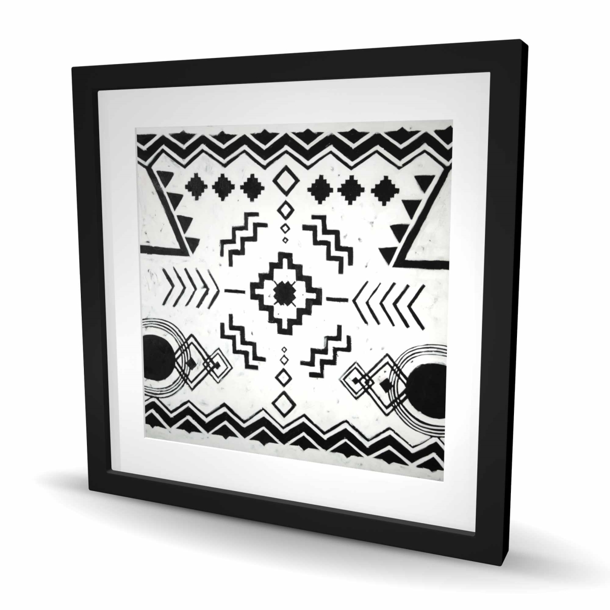 C1FM24249RSRYJ 24 x 24 in. Ethnic Patterns - Framed Matted Print for Home Decor
