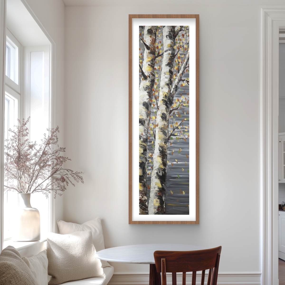 C1FM2060ZVFZTO 20 x 60 in. Budding White Birches - Gray Trees Framed Matted Print Decor