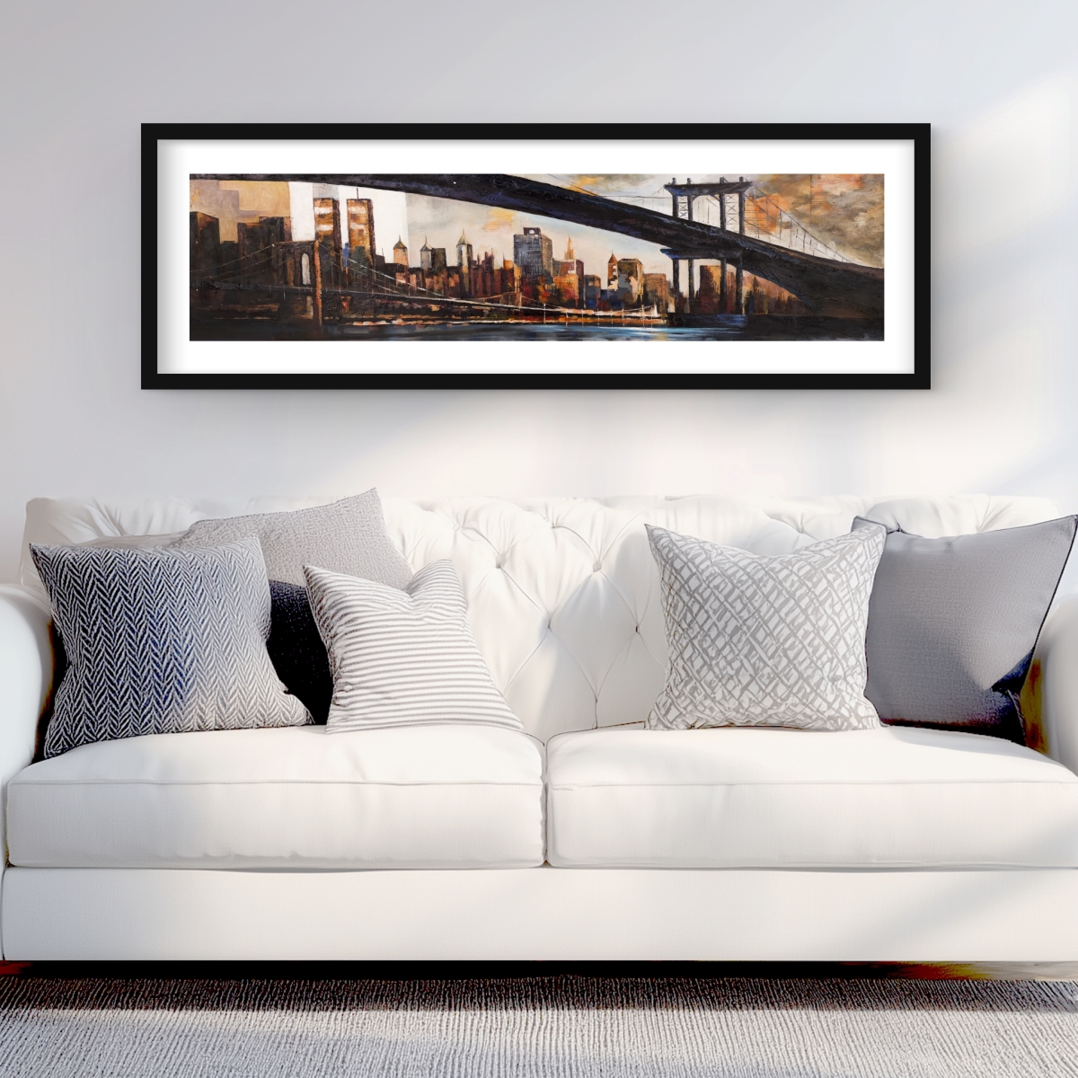 C1FM1648HTTIM1 16 x 48 in. Sunset Over   York - Bridge Livingroom Framed Print Decor