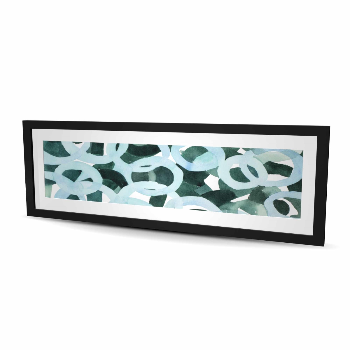 C1FM1648CFOFAU 16 x 48 in. Abstract Circles - Framed Matted Print for Home Decor