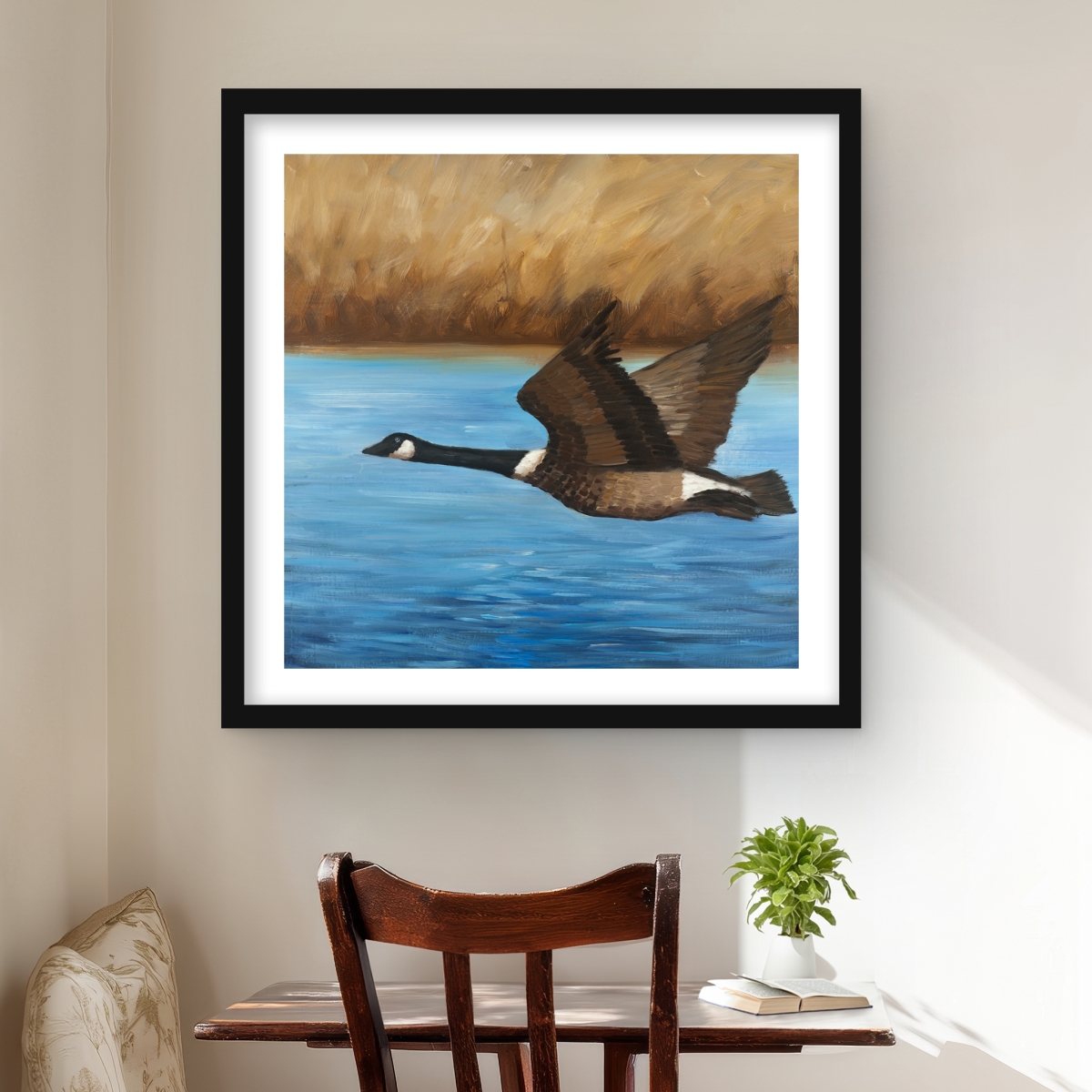 C1FM2424HLWDRH 24 x 24 in. Canada Goose Brown Rustic Framed Matted Print - Home Decor