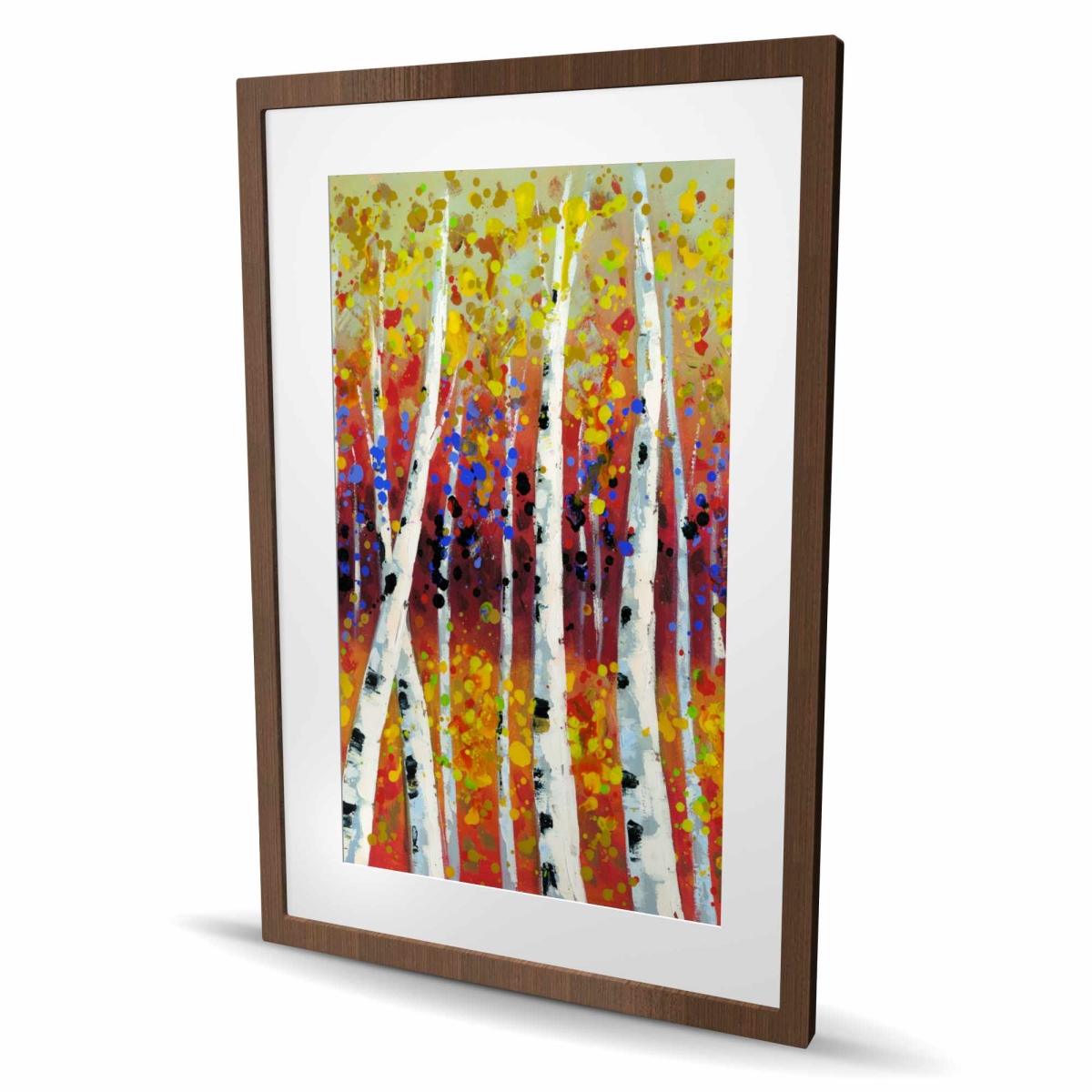 C1FM2436WJJAJD 24 x 36 in. Colored Birches - Contemporary Trees Framed Matted Print