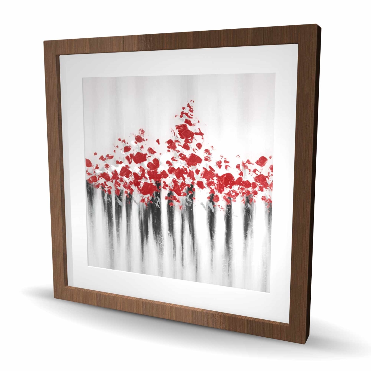 C1FM2424IE0SWH 24 x 24 in. Falling Red Dot - Gray Framed Matted Print for Home Decor