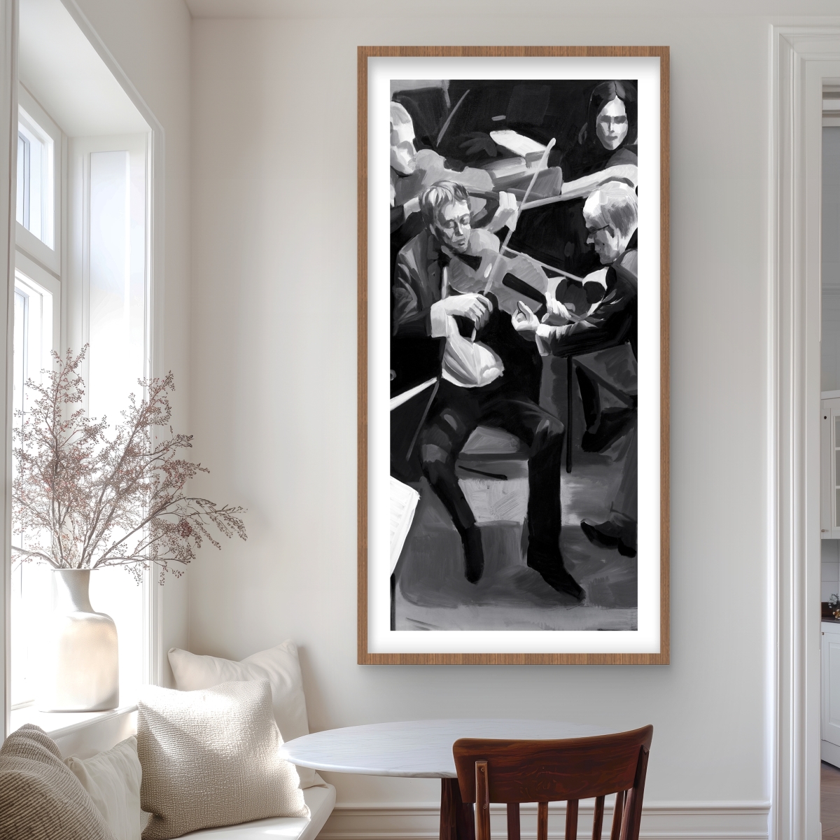 C1FM24487AEBKI 24 x 48 in. Symphony Orchestra Performing - Black & White Framed Print