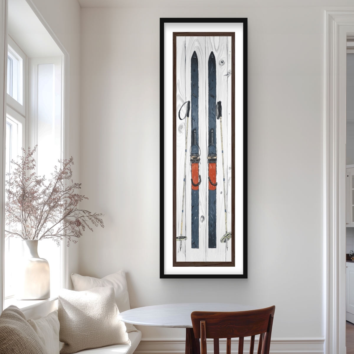 C1FM20602XEO7W 20 x 60 in. Blue Ski Vintage - Man Cave Blue Framed Matted Print Decor