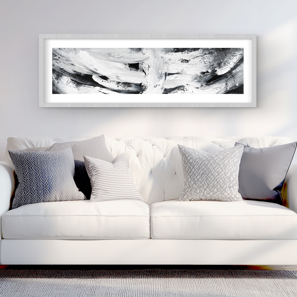 C1FM1648TP6BTM 16 x 48 in. Mayhem - Gray Office Framed Matted Print for Home Decor