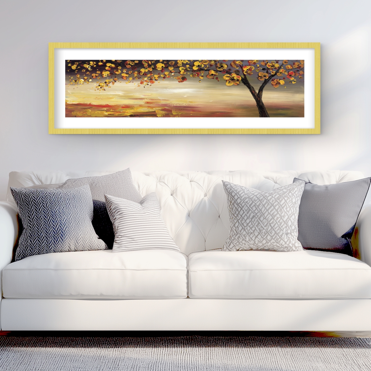 C1FM1648URYEY0 16 x 48 in. Fall Tree - Bedroom Landscapes Framed Matted Print Decor