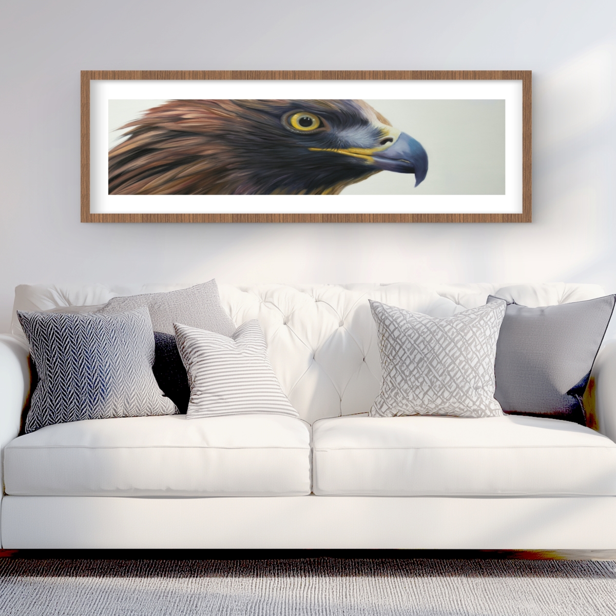 C1FM1648W91KIR 16 x 48 in. Brown-Headed Eagle Framed Matted Print - Best Seller Decor