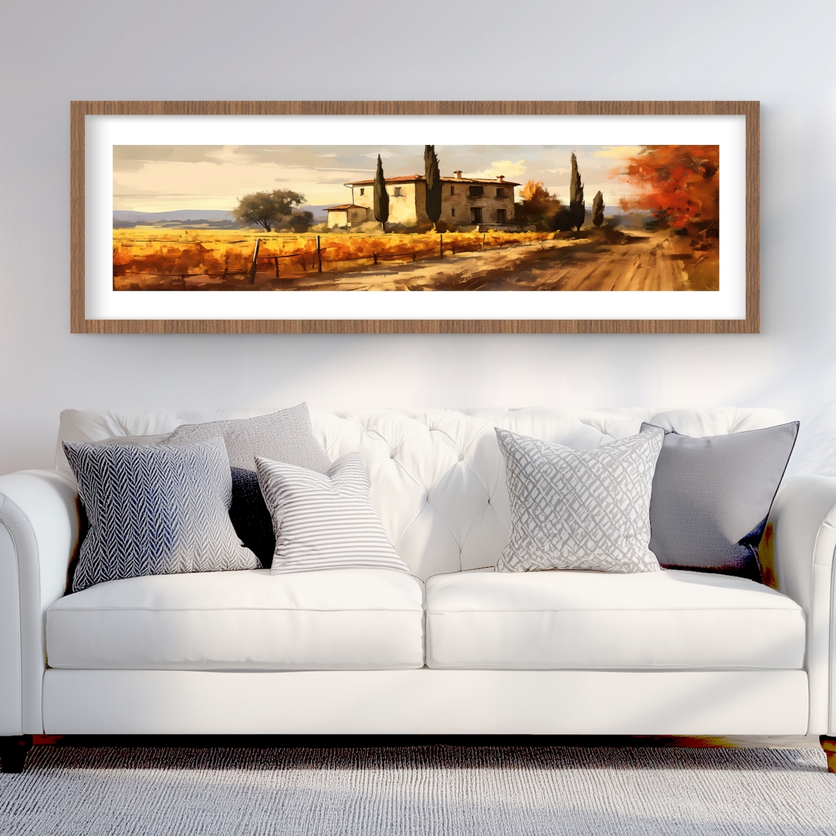 C1FM2060DSFHBD 20 x 60 in. Silent House - Trees Illustrative Framed Matted Print Decor