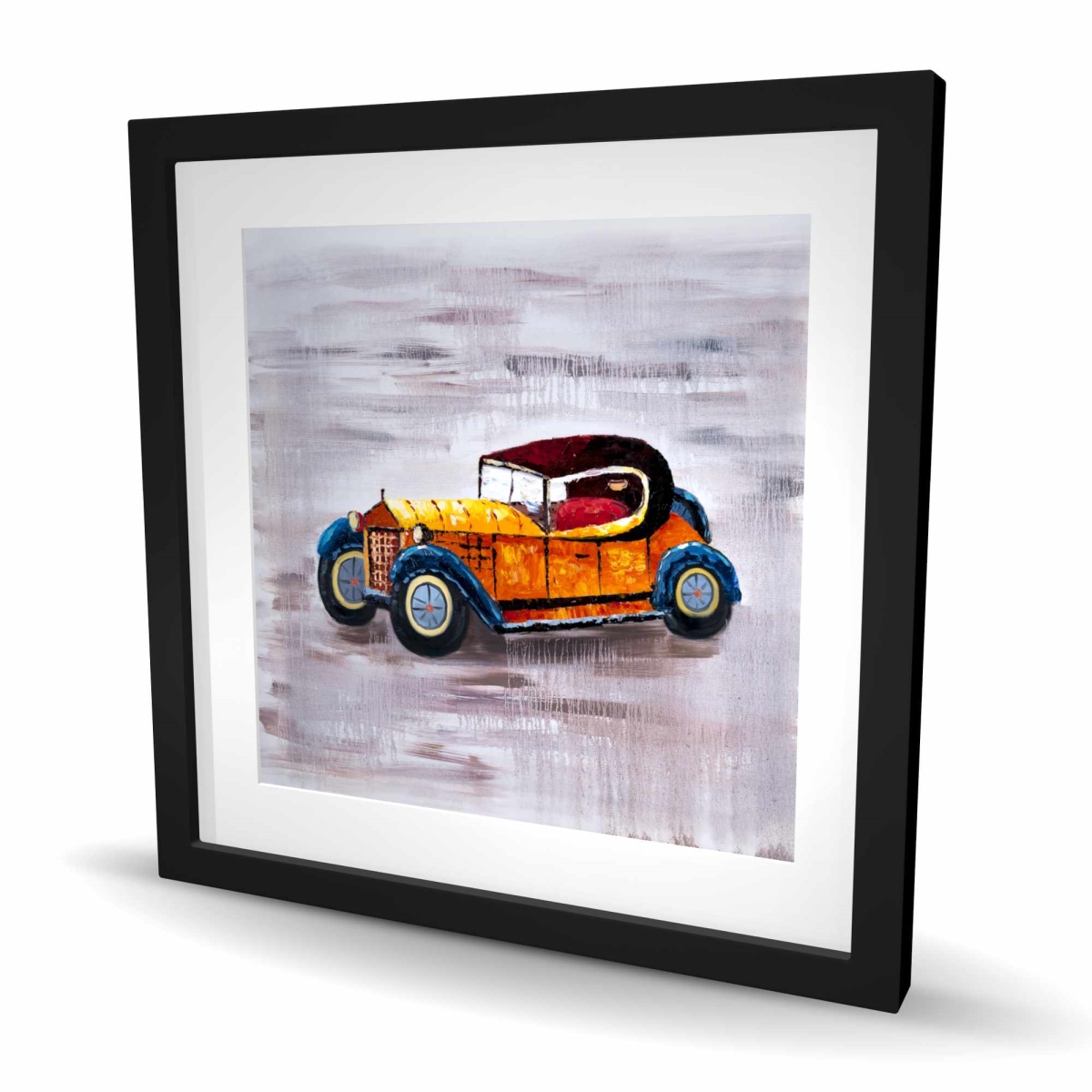 C1FM24247WCX3Q 24 x 24 in. Yellow Toy Car - Man Cave Framed Matted Print Home Decor