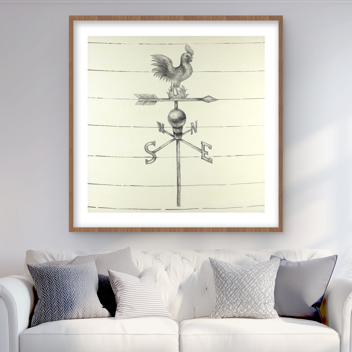 C1FM3636CBS8N2 36 x 36 in. Vintage Weathervane Beige Western Framed Print - Home Decor