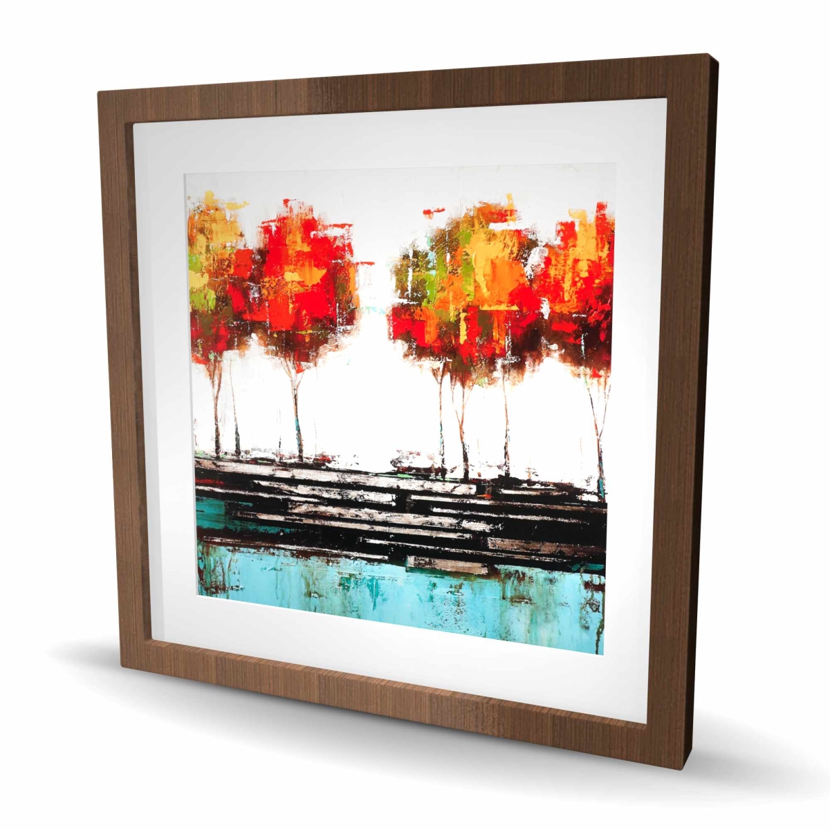 C1FM2424E0T9C2 24 x 24 in. Modern Style Trees - Framed Matted Print for Home Decor