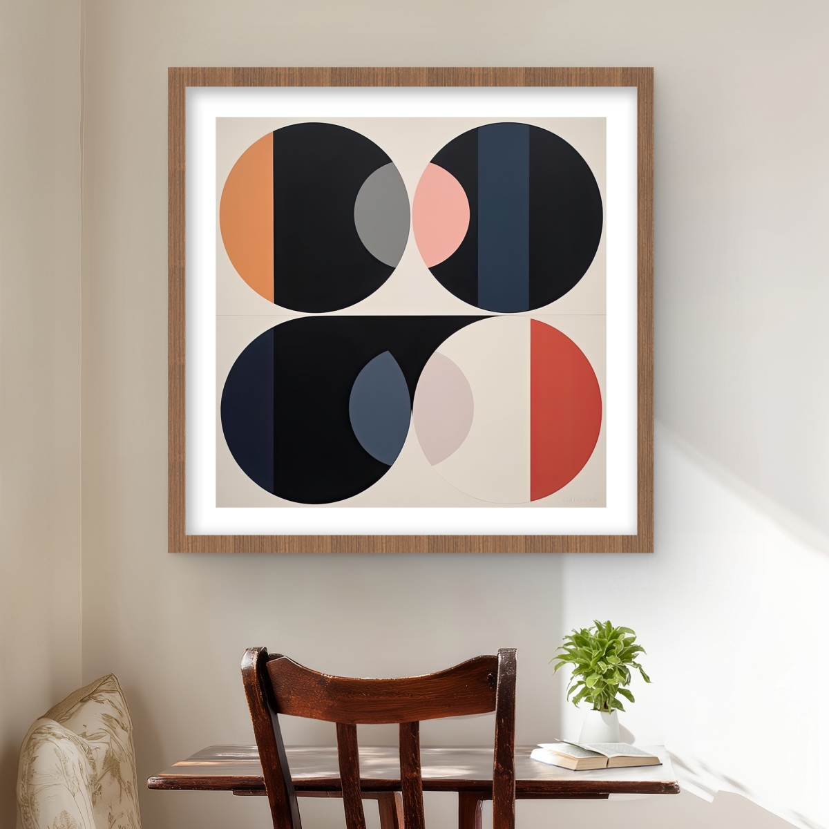 C1FM24248FCEED 24 x 24 in. Imbed Circles - Framed Matted Print for Home Decor