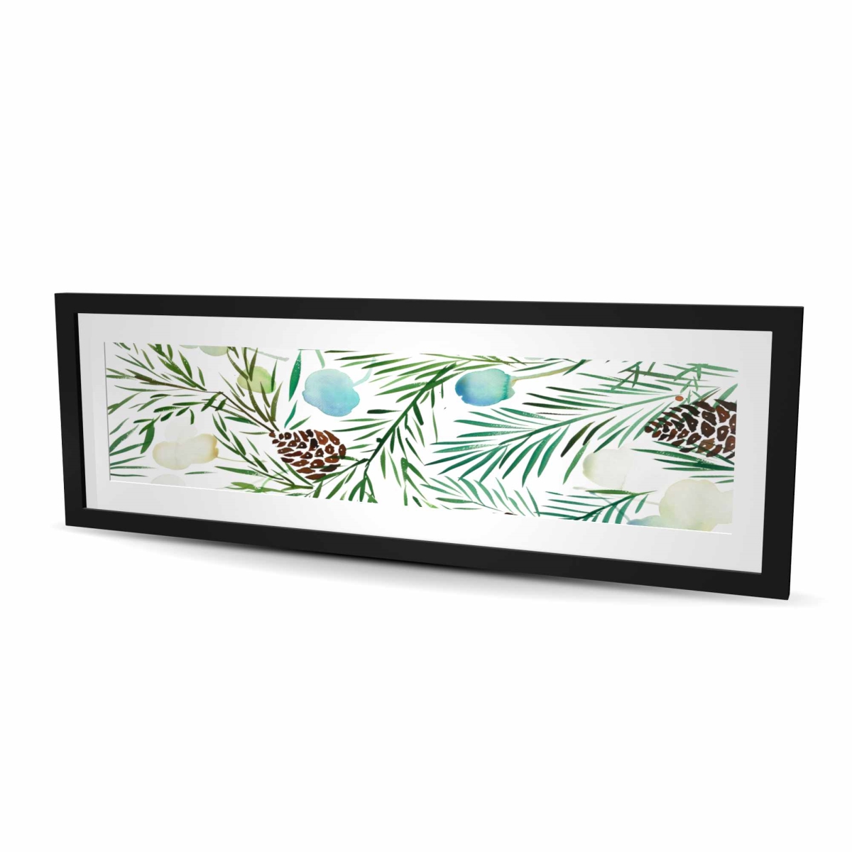 C1FM1648NR24OC 16 x 48 in. Pine Cone Pattern - Minimalist Holidays Framed Matted Print