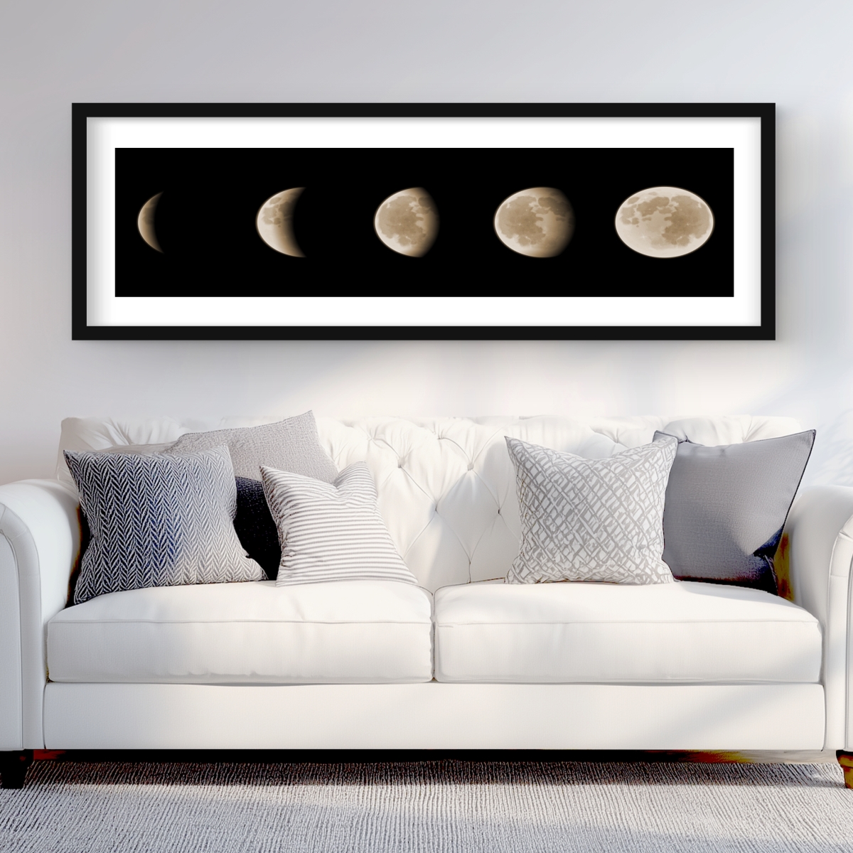 C1FM2060KB8KM0 20 x 60 in. Eclipse - Black Bedroom Framed Matted Print for Home Decor