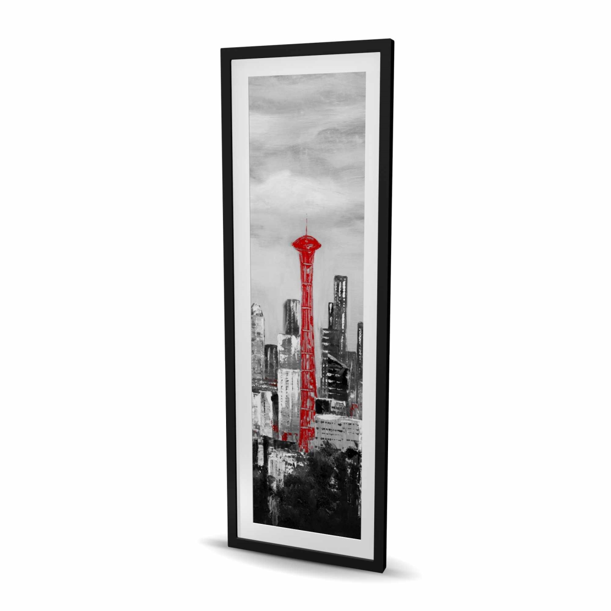 C1FM2060YBC6VD 20 x 60 in. Space Needle in Red - Black Framed Matted Print - Home Decor