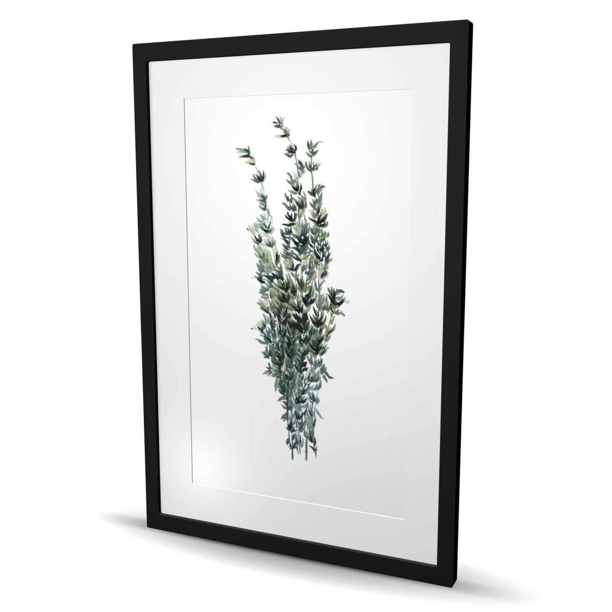 C1FM2436ZTO9YH 24 x 36 in. Thyme Leaves Bundle - Framed Matted Kitchen Green Print