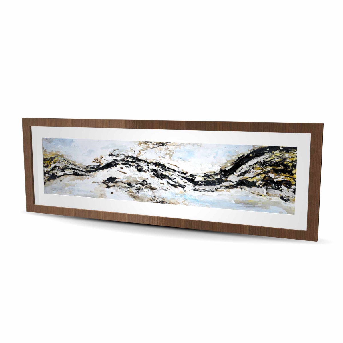 C1FM164857IZWJ 16 x 48 in. Abstract & Texturized Paint Splash - Framed Matted Print