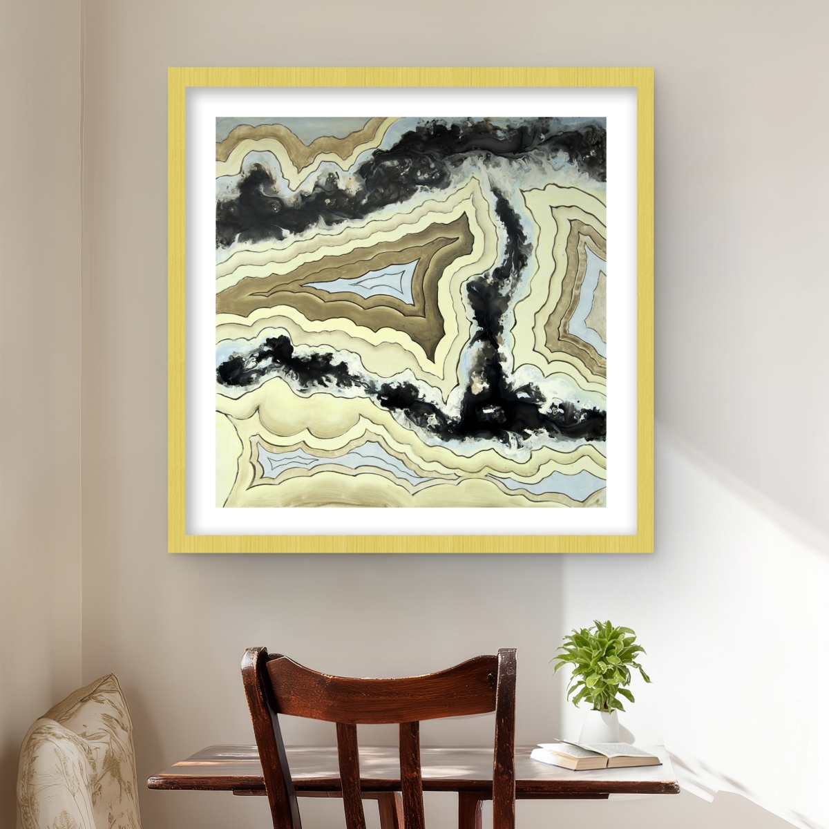 C1FM242454A286 24 x 24 in. Lace Agate Abstract Bathroom Print - Framed Matted Decor