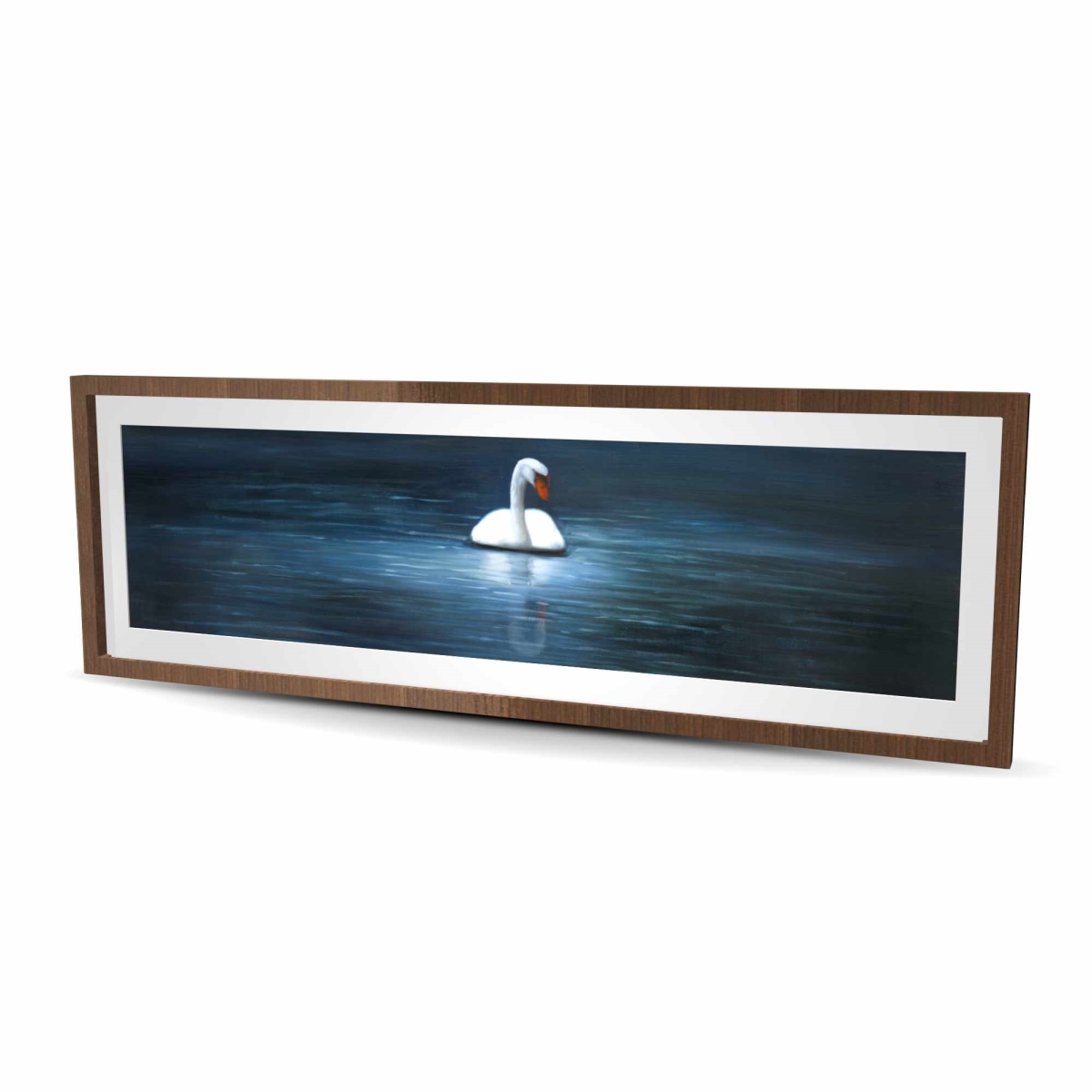 C1FM2060BS8MEN 20 x 60 in. Beautiful Swan - Blue Romantic Framed Matted Print Decor