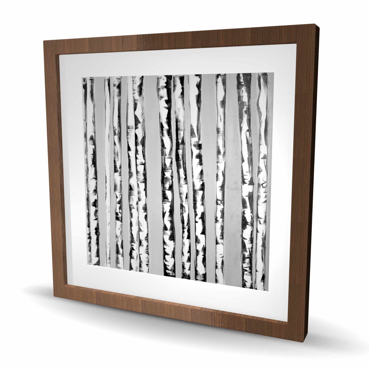 C1FM2424OPYNVT 24 x 24 in. Birches Black & White - Gray Framed Matted Print for Decor